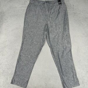 NWT Soho NY & Company Street Boyfriend Pants Women's Sz‎ L Gray Linen Cuffed Hem